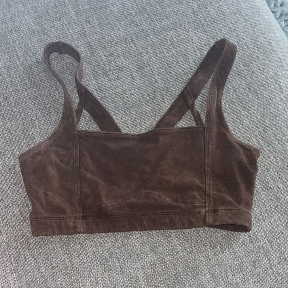 Brown Velvet Crop Top